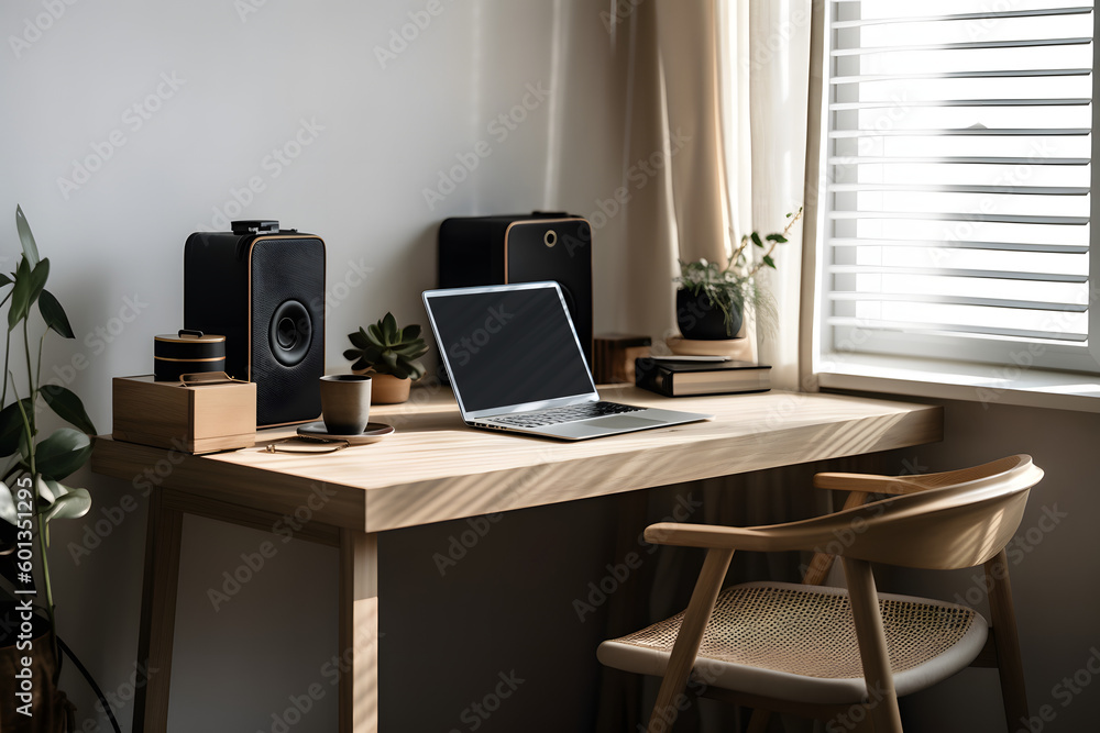 Fototapeta premium A cozy home office in the morning