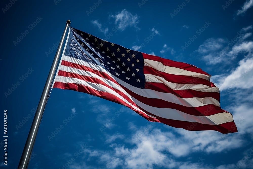 Obraz premium american flag on sky