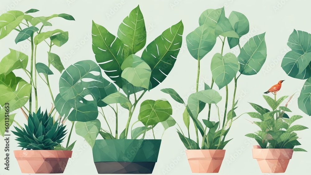 Obraz premium Showcase a Flat Vector Representation of a Plant's Foliage. 