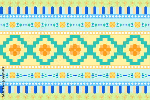 Motif flowers ethnic seamless pattern. Native American, Mexican, Indian, African textile style. Design for tile, clothing, fabric, wallpaper, sarong, texture, home decor, accessories, wrapping.