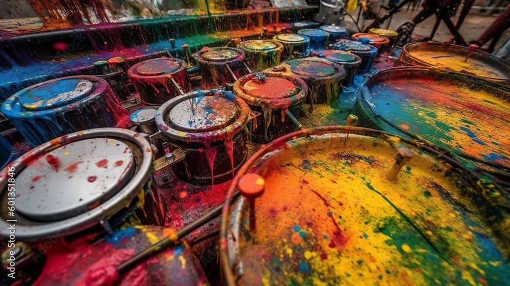 beautiful picture of drums covered in paint