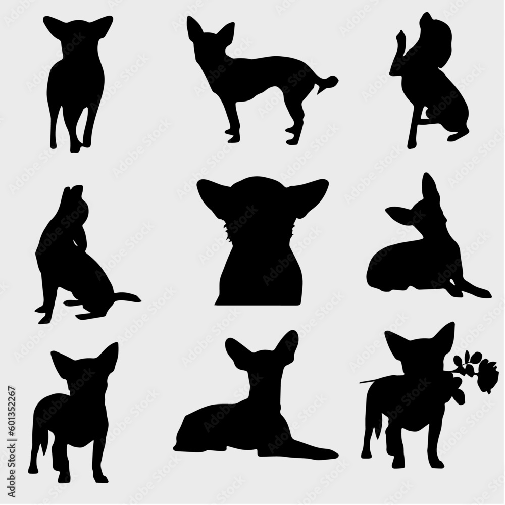 Chihuahua (toy terrier) dog silhouette Chihuahua (toy terrier) dog silhouette
