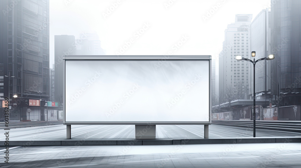 Fototapeta premium Blank empty billboard in an urban environment. Generative AI