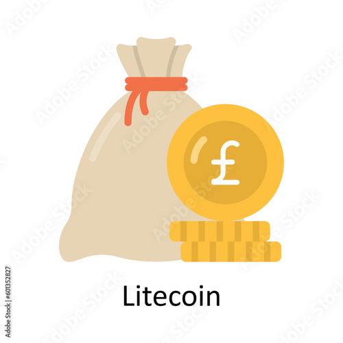 Lite coin vector Flat Icon Design illustration. Finance Symbol on White background EPS 10 File