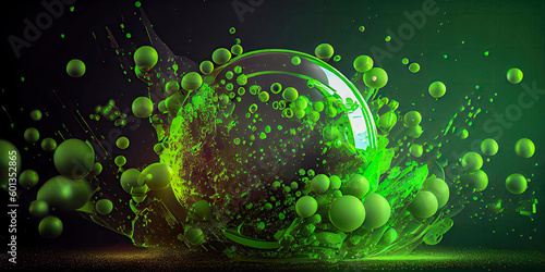 Green 3d particles background design, concept graphic resources, generative ai
