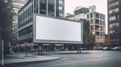 Blank empty billboard in an urban environment. Generative AI © Farnaces