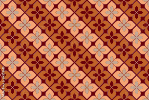 Vector vintage traditional batik seamless pattern. Indonesian batik with the Batik Kawung motif.
