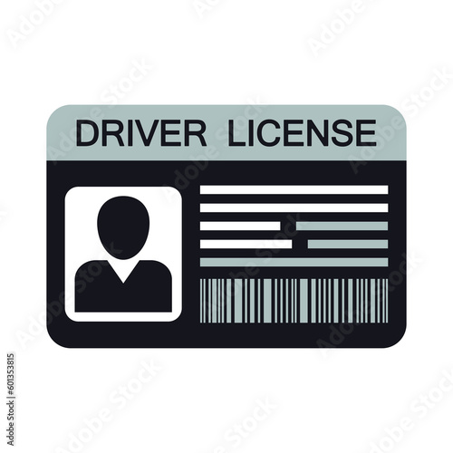 Driver's license icon, plastic card mockup, document identification.