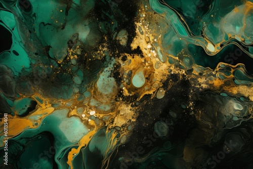 Gold green marble agate. Generate Ai