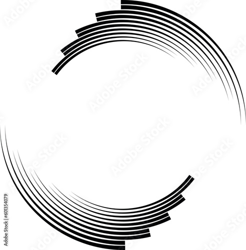 Lines in Circle Form . Spiral Vector Illustration .Technology round Logo . Design element . Abstract Geometric shape . Striped border frame for image