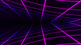 Purple and blue abstract lines geometric background. Data stream. Movement effect. Reference 3D Retro Grid.