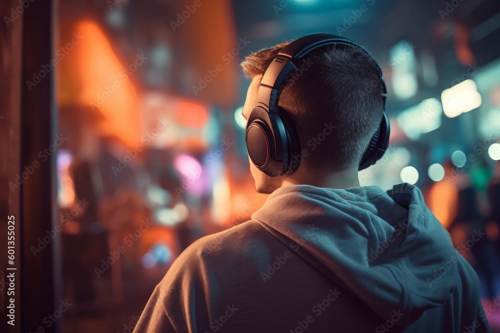 Man wearing headphones. Generate Ai Man wearing headphones. Generate Ai