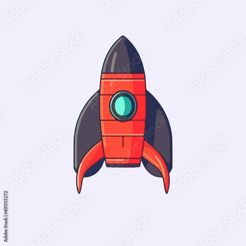 Vector cartoon icon illustration of a rocket, with a flat style for spacecraft to pass through the Earth's atmosphere, advanced technology to reach other planets