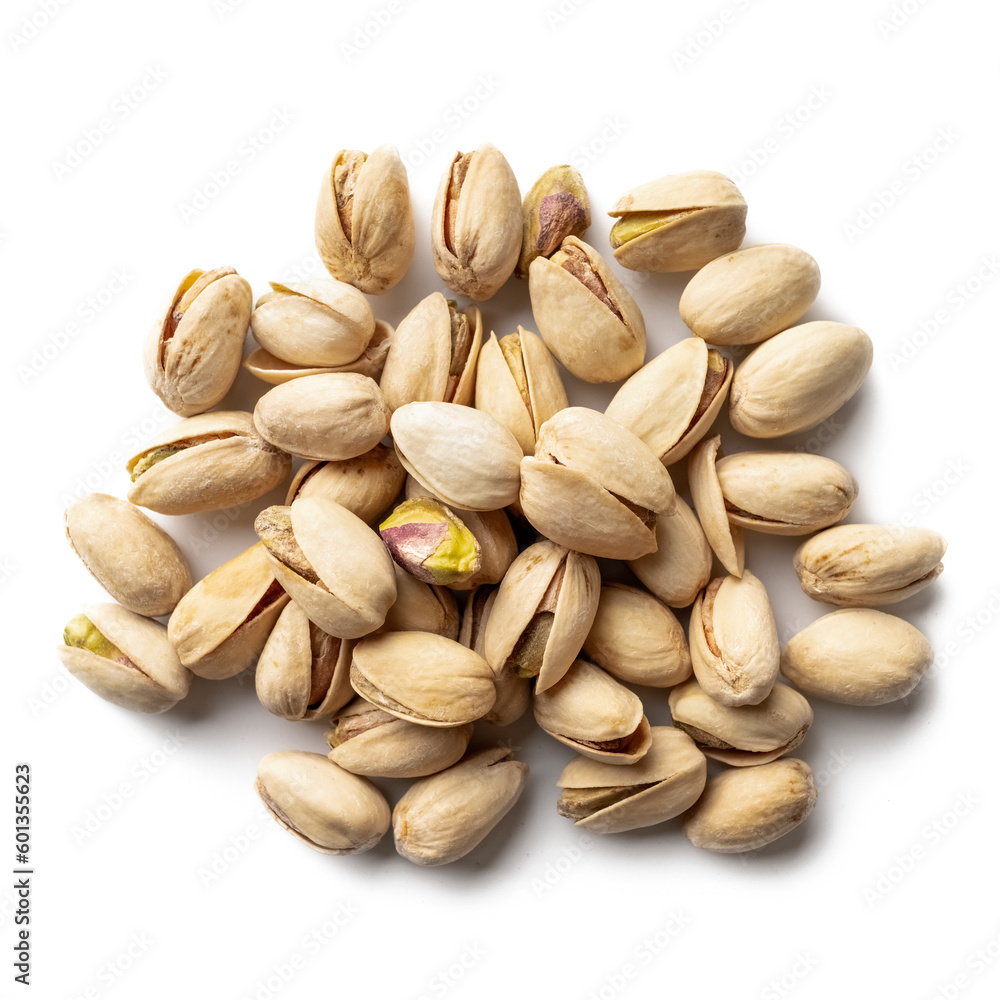 Close up of pistachios isolated on white Close up of pistachios isolated on white
