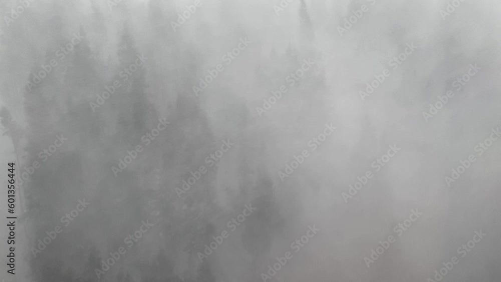 Aerial view of blizzard in the mountains. whiteout conditions. heavy winds and snowfall. Aerial view of blizzard in the mountains. whiteout conditions. heavy winds and snowfall.
