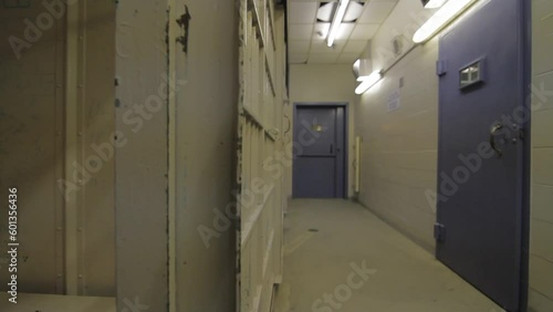 Wallpaper Mural Prison corridor, slow tracking shot inside cell. Torontodigital.ca