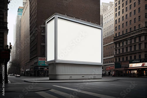 Ilustration  Blank mockup of street poster billboard sign on city background  Generative AI