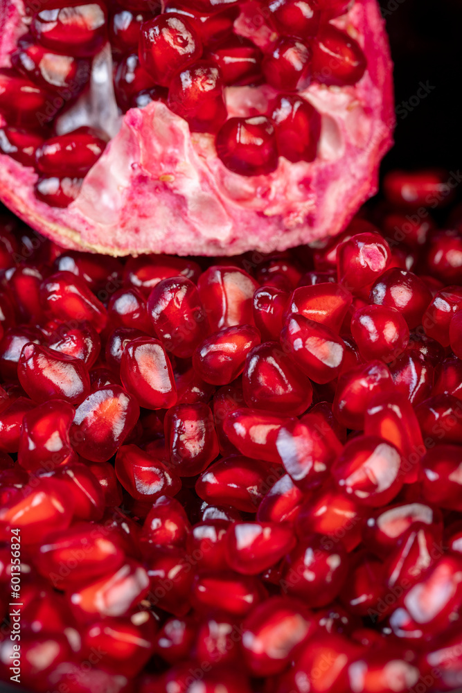 Grains of red ripe pomegranate close up Grains of red ripe pomegranate close up