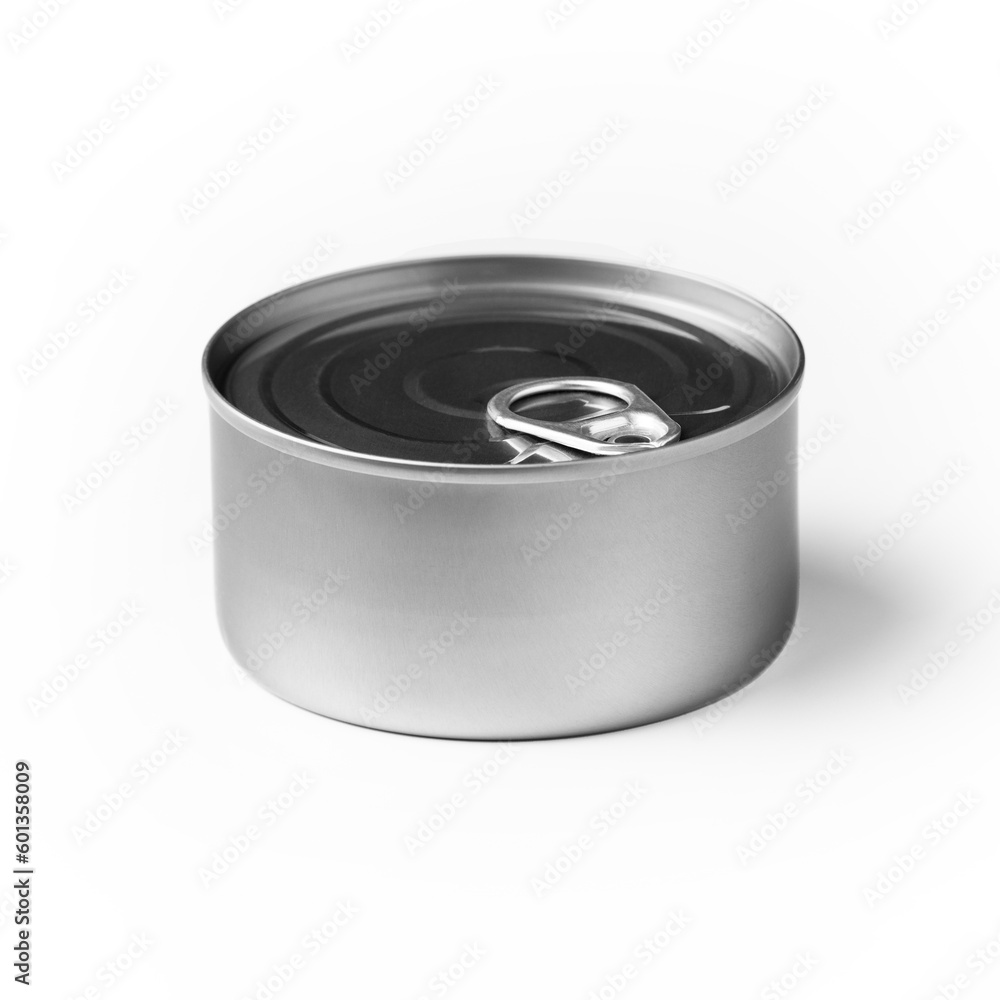 Tin can closeup isolated on white background Tin can closeup isolated on white background