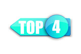 Top 4 small logo. Blue winner sticker four. Tape best rating. vector illustration.