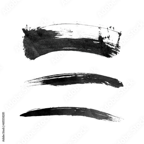 Abstract vector paint smears set. Hand drawn design element. Black ink marks on white background. Grunge texture.