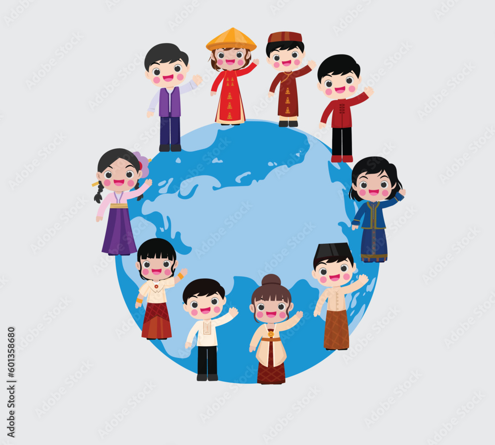 people kid national characters on earth, Different cultures stand. people kid national characters on earth, Different cultures stand.