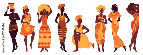 A group of African girls. Women's beauty.