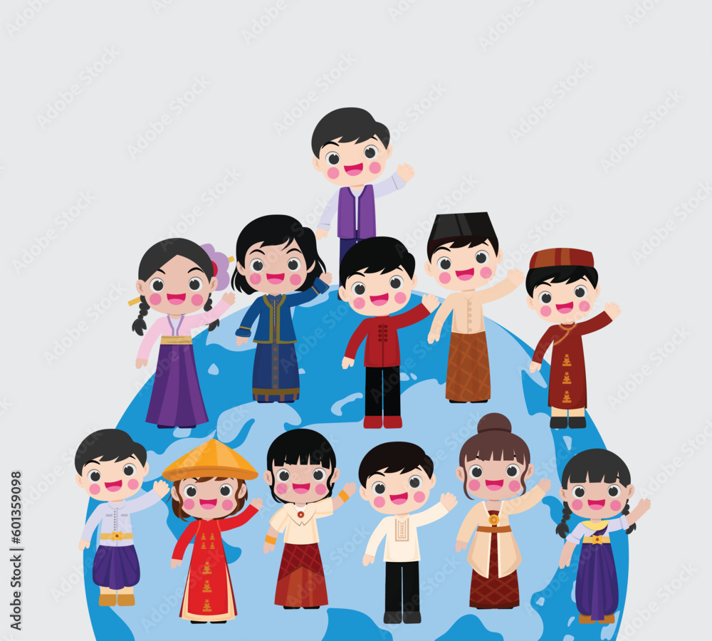 national people of different races and colors holding hands and standing on the globe, the planet. color vector illustration on white background national people of different races and colors holding hands and standing on the globe, the planet. color vector illustration on white background
