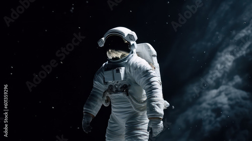 Space suits isolated on space background.  Ai generated. © wasan