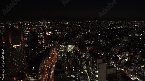 Wallpaper Mural TOKYO, JAPAN : Aerial sunrise CITYSCAPE of TOKYO and MOUNT FUJI. View of rising sun and buildings around Shibuya. Japanese urban city life and nature concept. Long time lapse video, night to morning. Torontodigital.ca