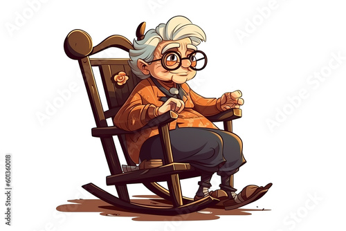 old woman sitting on a rocking chair,Generative AI