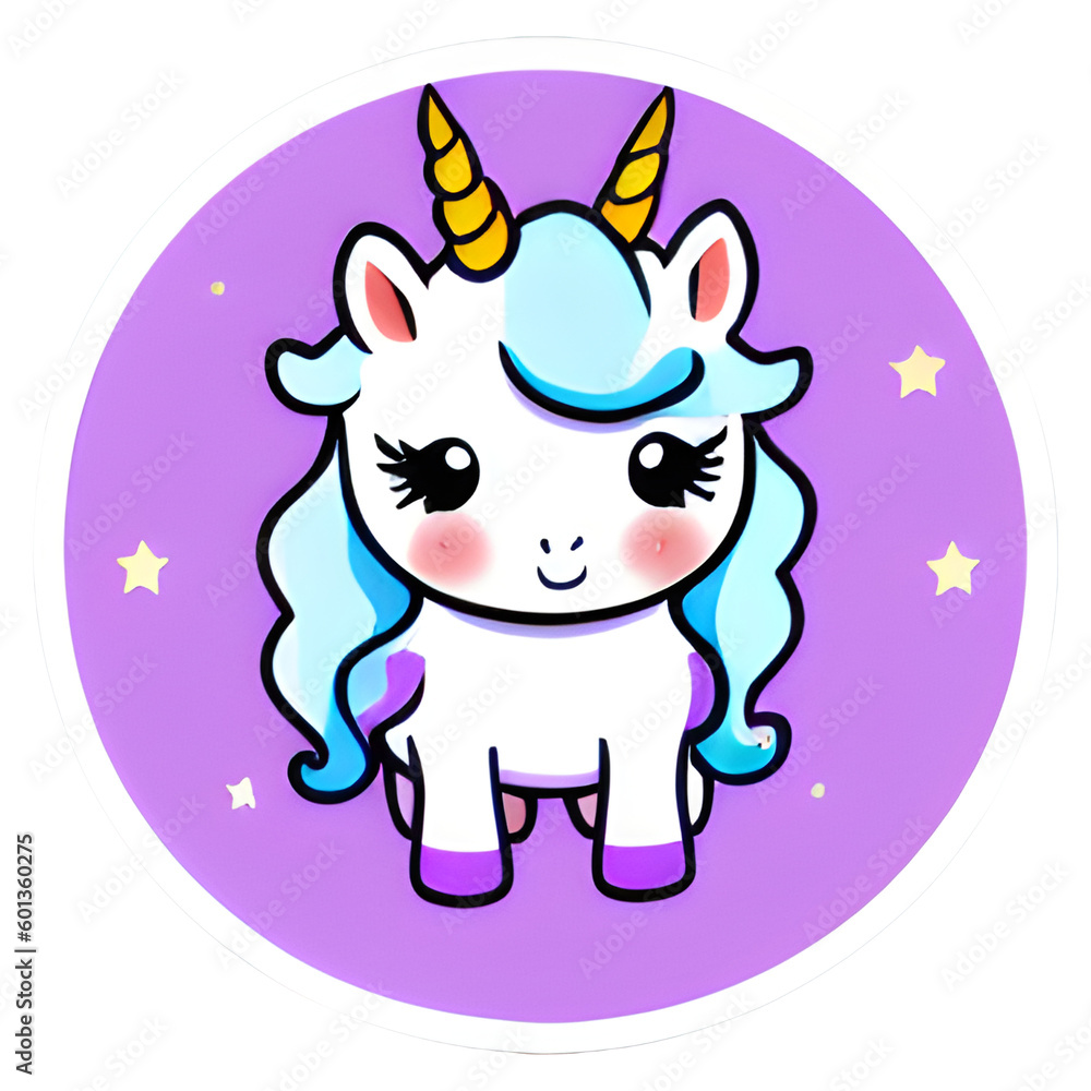 Fototapeta premium Cute Unicorn Illustration - Generative AI, Üretken, Yapay Zeka