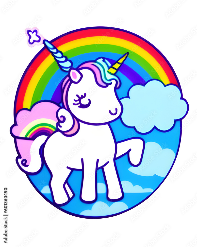 Fototapeta premium Cute Unicorn Illustration - Generative AI, Üretken, Yapay Zeka