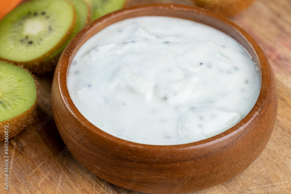 fresh yogurt made from natural ingredients with kiwi fresh yogurt made from natural ingredients with kiwi