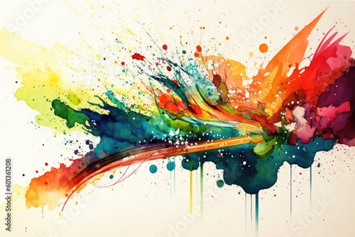 Colorful watercolor splashes and blots on white background