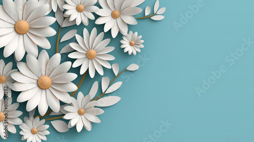 Нappy Mother's Day Sale background with beautiful chamomile flowers. Paper cut style. Spring holiday illustration for greeting card, banner, poster, flyer, blog. Place for your text