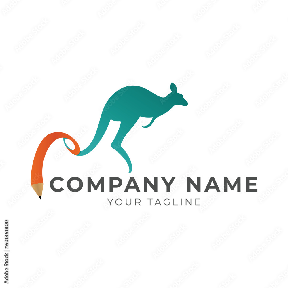 Kangaroo animal symbol education logo. Kangaroo animal symbol education logo.