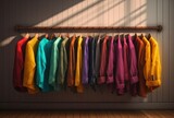 colorful shirts hanging on a rack, generative ai