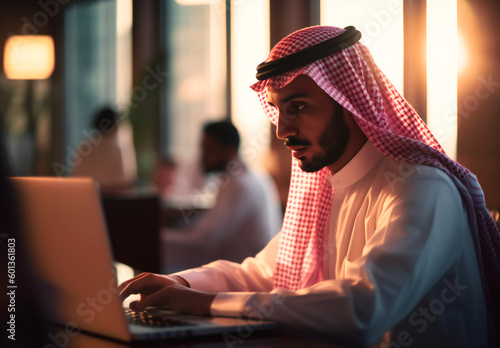 arab business man working on laptop