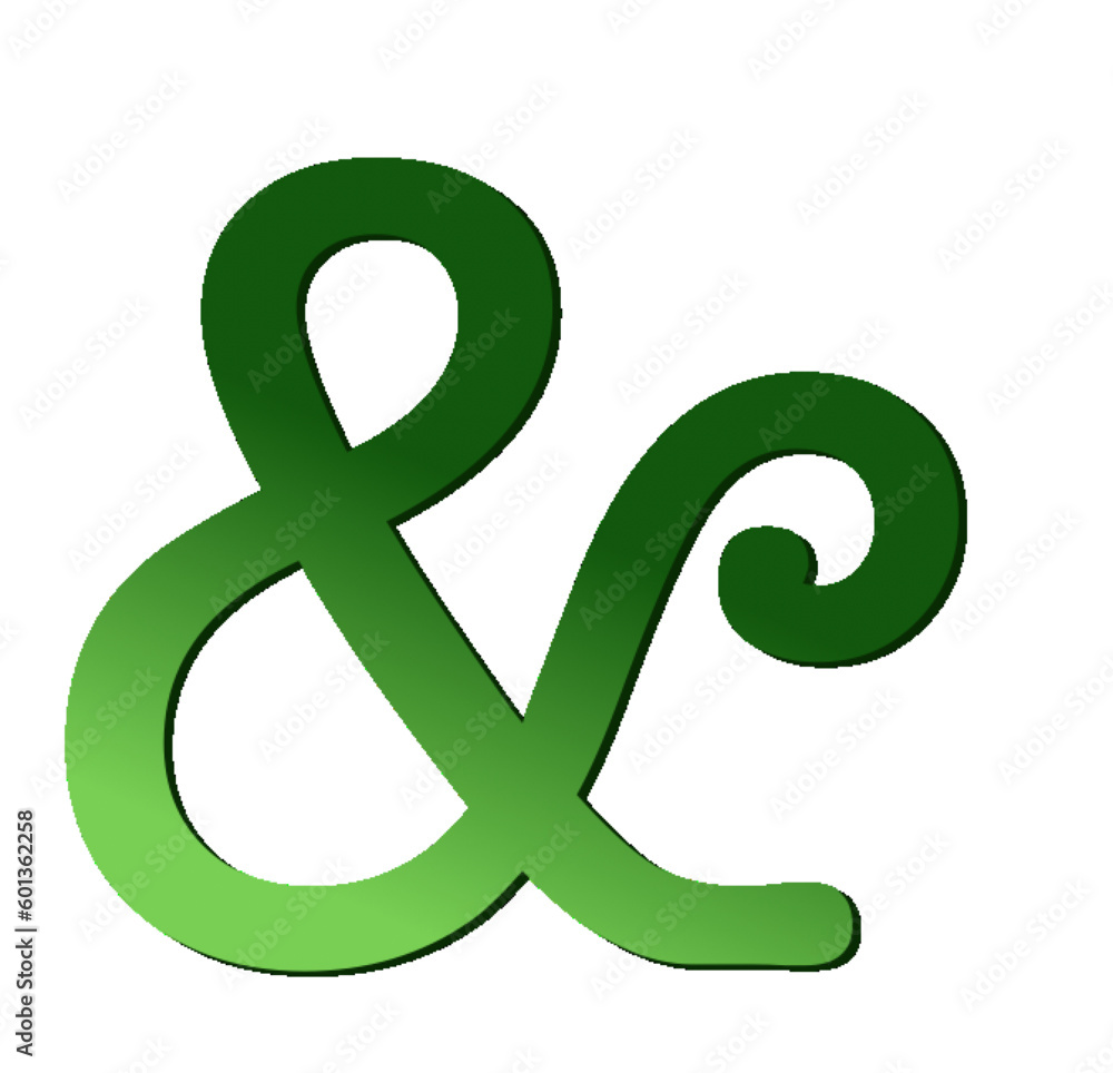 & - font symbol - greencolor -  - for website, email, presentation, advertisement, image, poster, placard, banner, postcard, ticket, logo, engraving, slide, tag - t-short, printable	&, carattere, scri - obrazy, fototapety, plakaty 