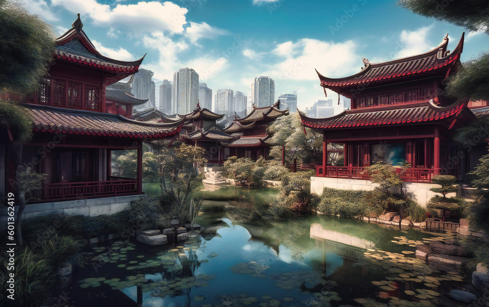 view of chinese traditional garden, shanghai