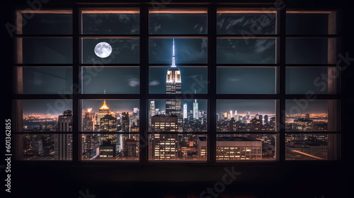 city night buildings windows blurred light urban .generated ai © Aleksandr