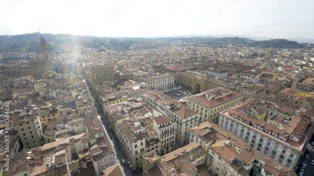Looking down on roofs of Florence from above on sunny day Looking down on roofs of Florence from above on sunny day