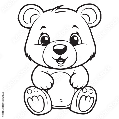 Fototapeta Naklejka Na Ścianę i Meble -  Cute Baby Ted Bear for coloring book or coloring page for kids vector clipart