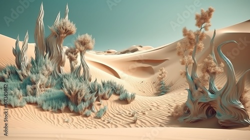 an artwork created digitally depicting a scene in the desert Generative AI photo