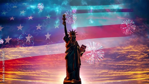 3d animation of American flag background. Independence day, 4th july concept.