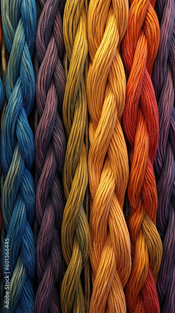 close up of knitted material with yarn or wool of different color, generative ai