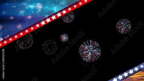 USA flag Overlay Frame with sparles animation  photo