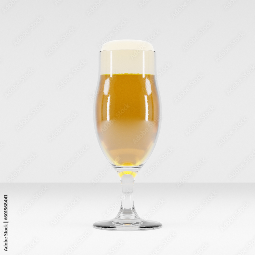 Glass of beer on white background. 3d render Glass of beer on white background. 3d render