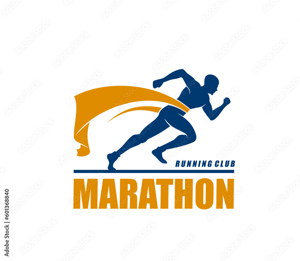 Marathon run sport icon, sport competition symbol. Athletic club ...